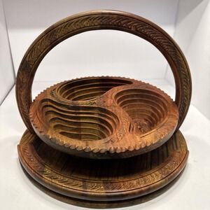 Handmade Rosewood Foldable Basket Trivet Centerpiece Paisley Boho Hippie Kitchen